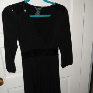 BLACK SEQUINE GEORGE DRESS~M 8/10